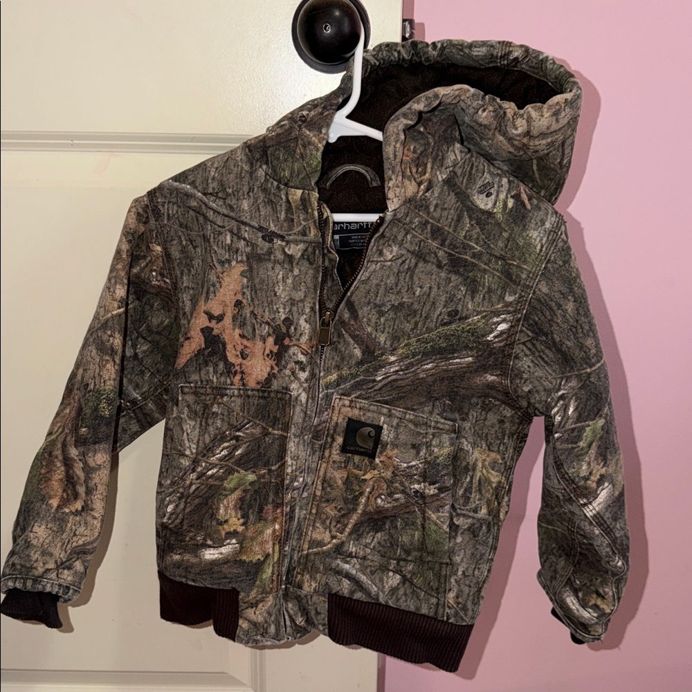 Carhartt Kids Realtree-Style Camo Hooded Jacket - Brown/Green Camo